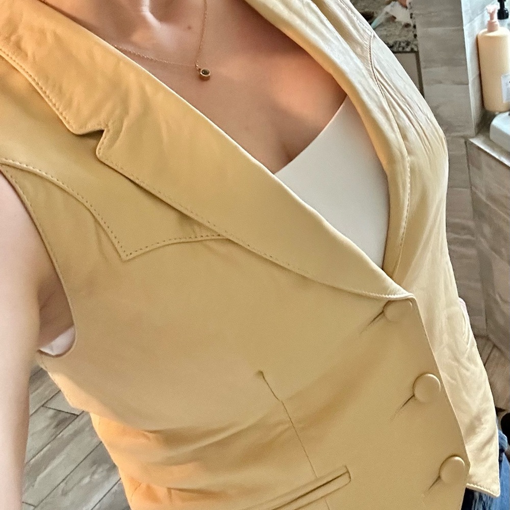 Continental Leather - Vintage Tan Soft Leather Button Vest Top Western Sz 11/12